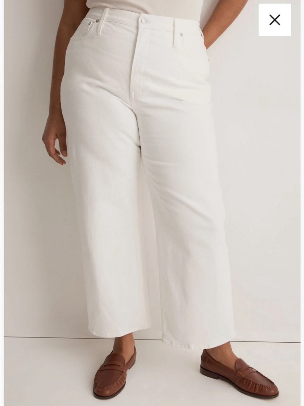 Madewell wide leg crop Jeans in off white